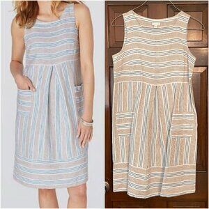 Size Medium J. Jill white blue brown linen sundress